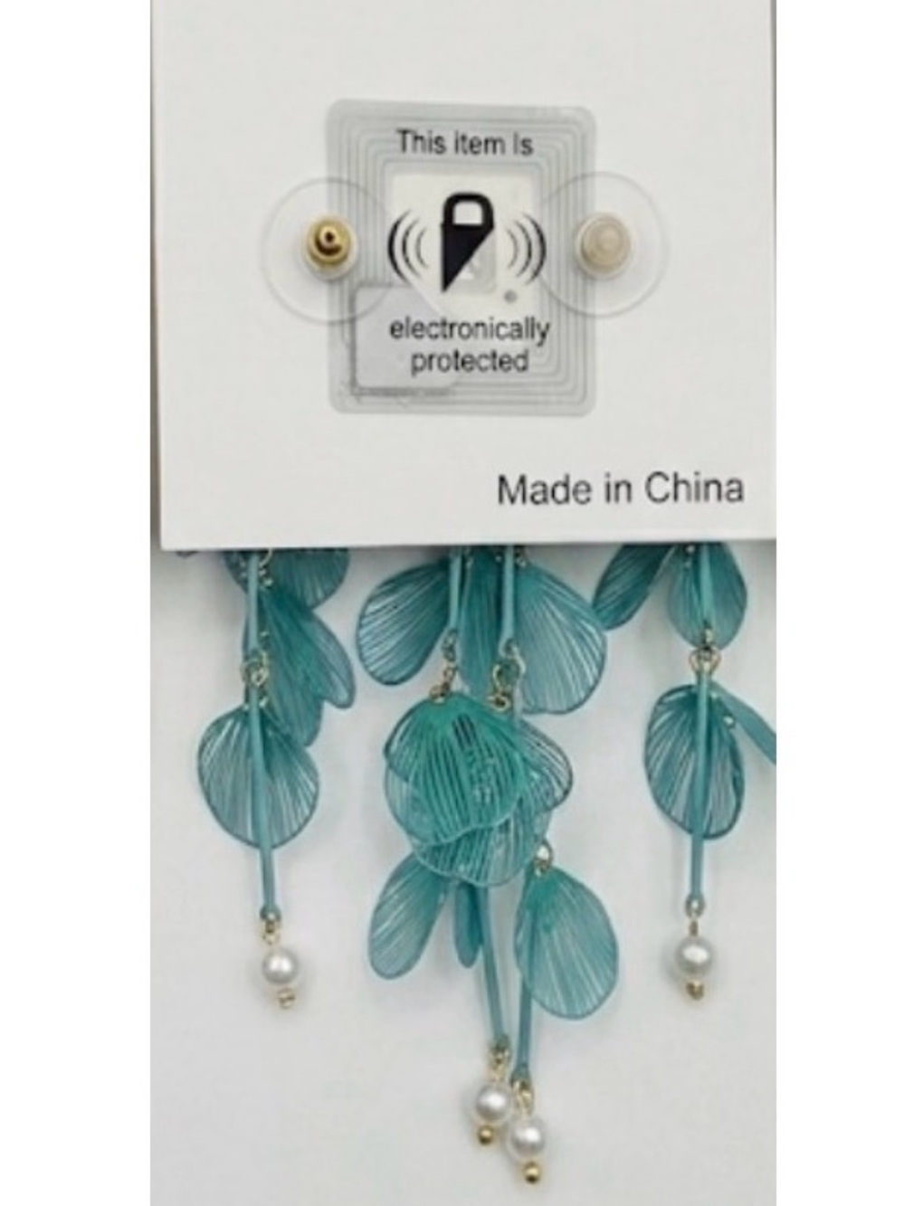 NWT ⚜️🩵⚜️ Camila Coelho Vibrant Blue Floral Pearls Drop Earrings - Picture 3 of 3